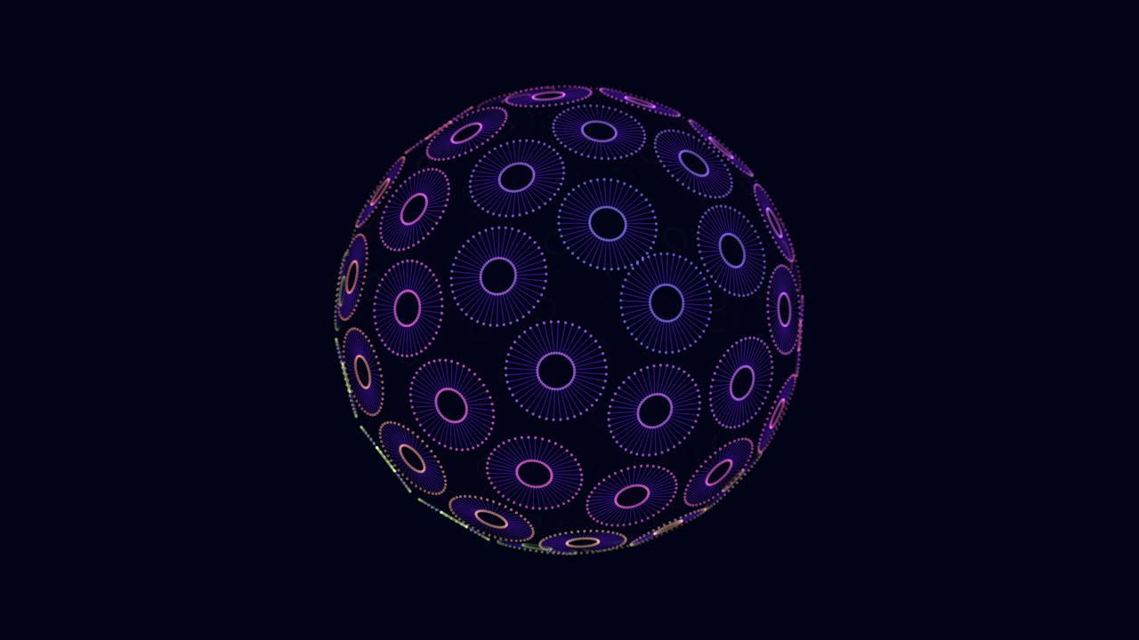 objeto abstracto con patrón de círculo 3d flotante en fondo negro