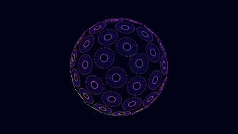 objeto abstracto con patrón de círculo 3d flotante en fondo negro