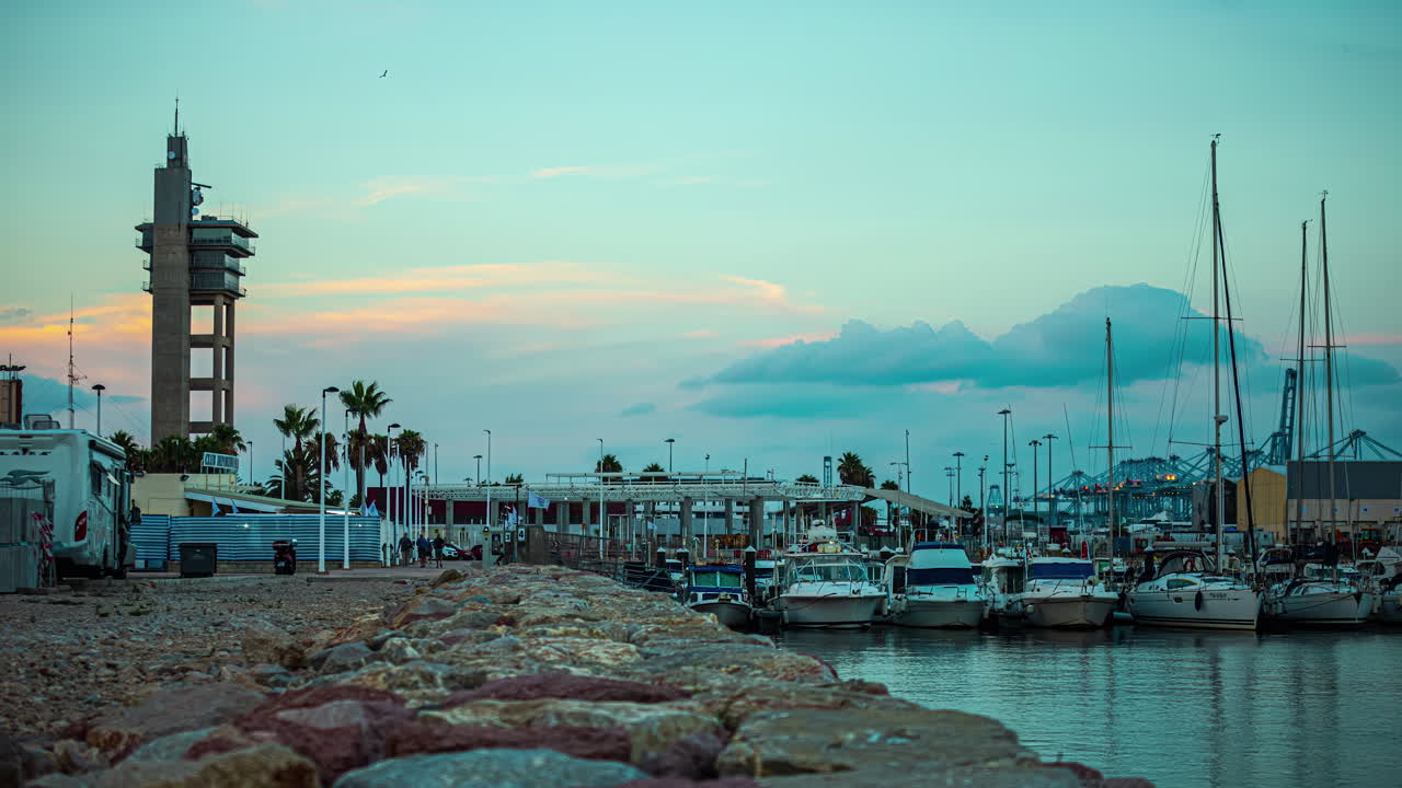Timelapse of harbor life and boats in Algeciras C&aacute;diz, Andalusia on the Iberian Peninsula
