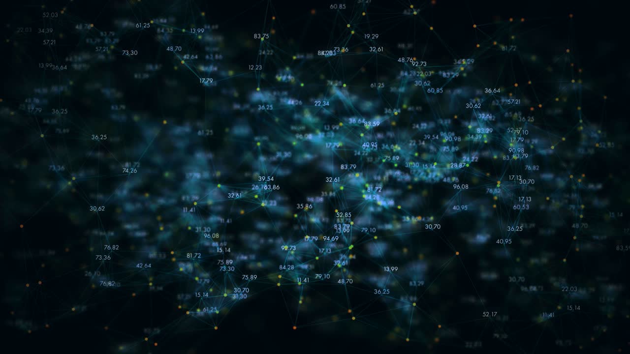 4K network of numbers and points.