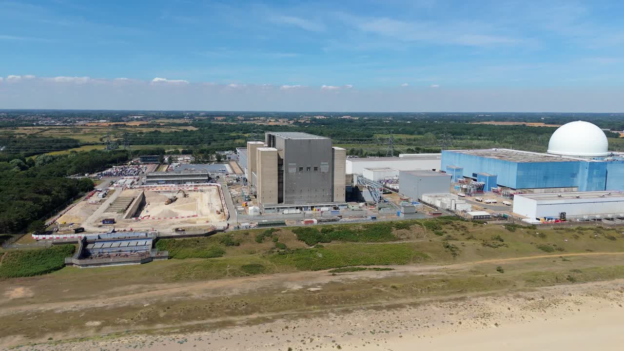 Electricity Generation at Sizewell B Nuclear Station From Drone Perspective