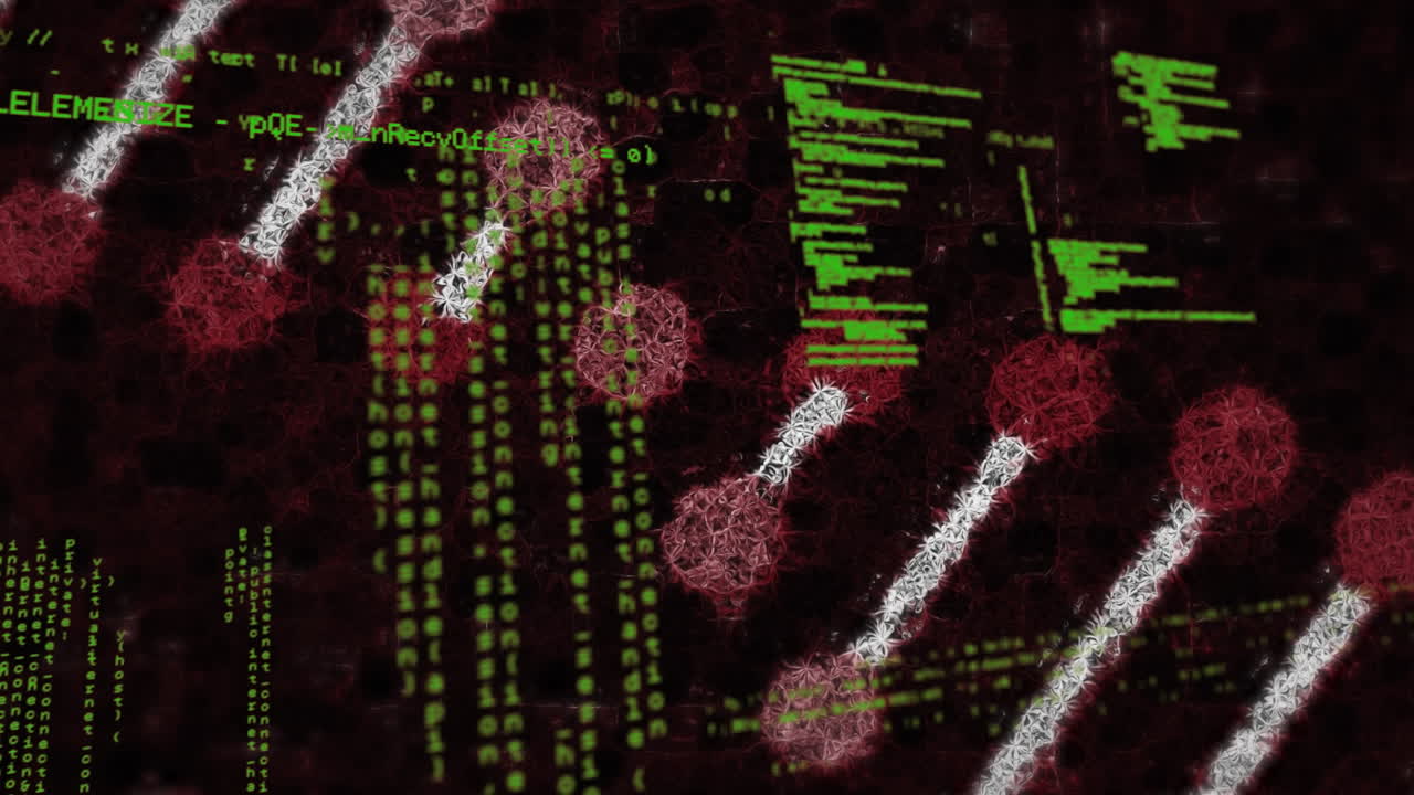 animación del procesamiento de datos sobre el hilado de cadenas de adn en 3d