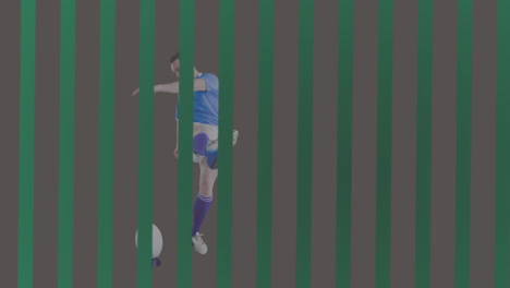 animation of caucasian rugby player over lines