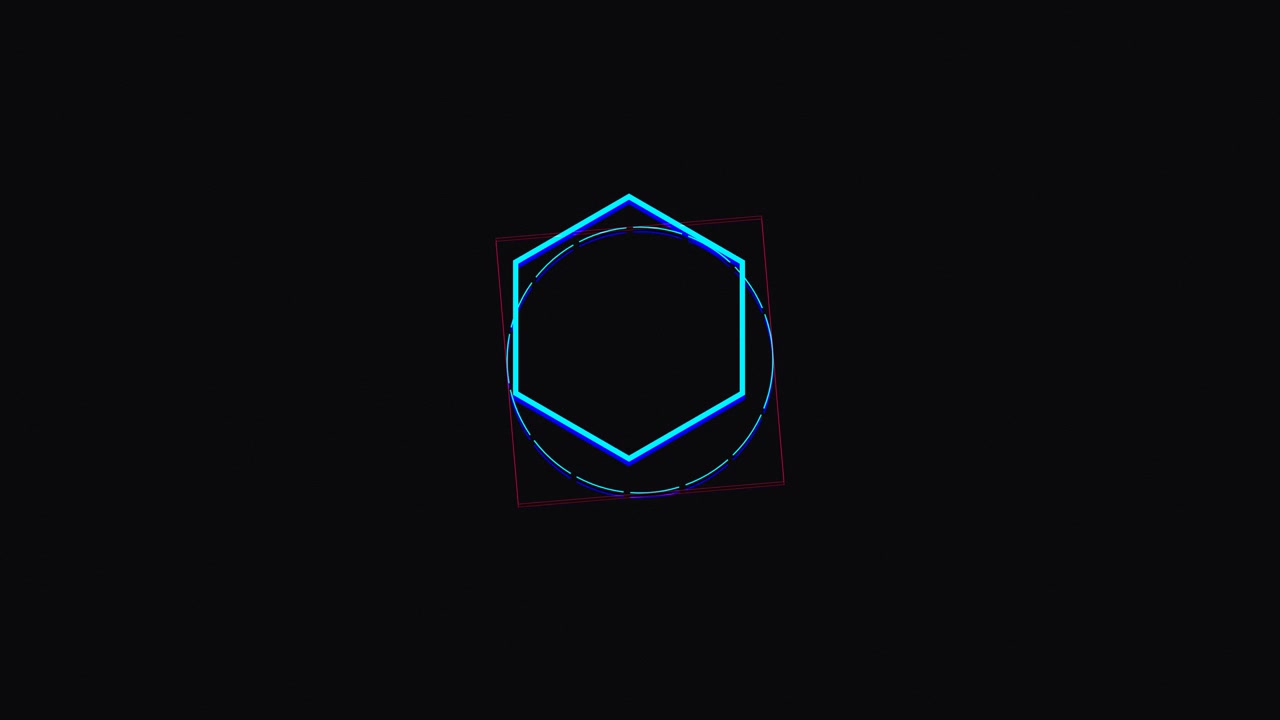 Abstract Geometric Animation with Rotating Shapes and Glitch Effects