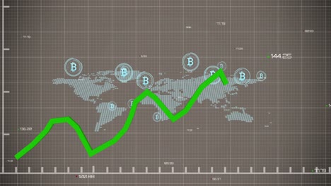 Animación-Del-Procesamiento-De-Datos-Financieros-Sobre-El-Mapa-Mundial-Y-Los-Símbolos-De-Bitcoin
