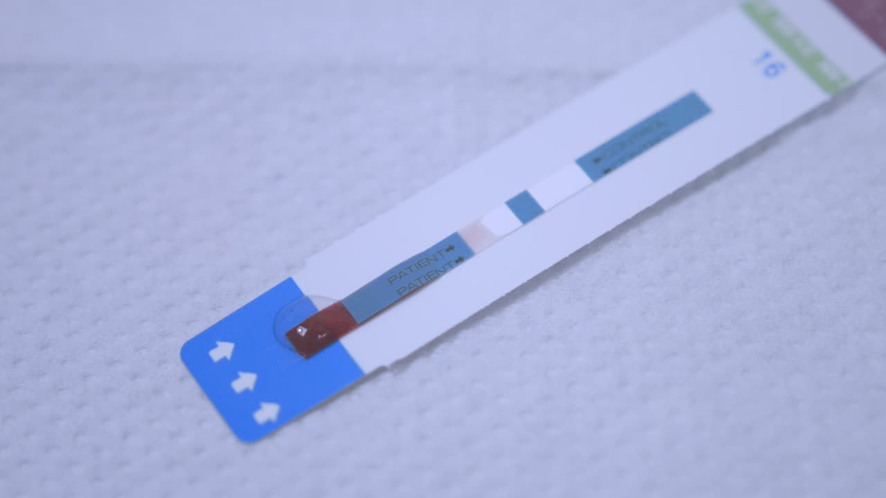 Blood test results negative. Testing blood hiv test strip