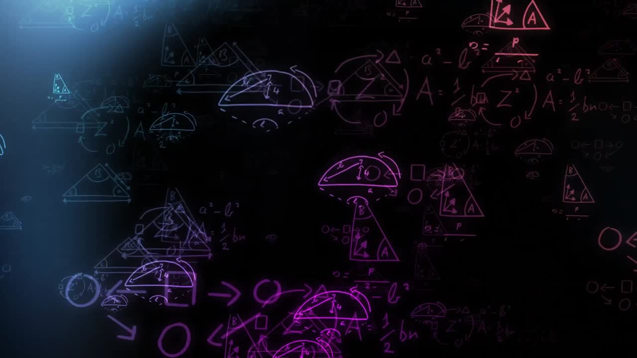 animación del procesamiento de datos matemáticos sobre un fondo negro