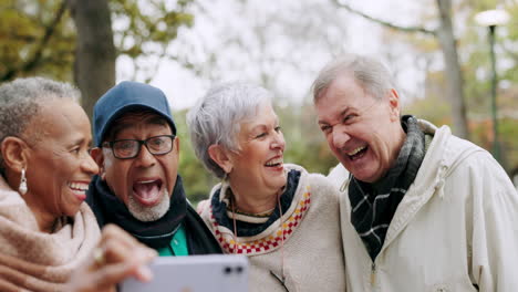 funny, laughing and group of senior friends