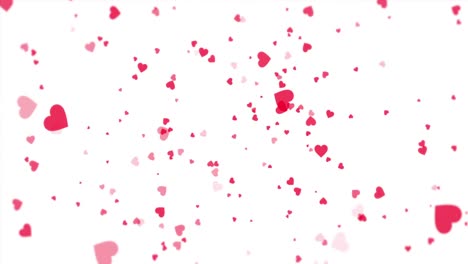 pink hearts floating around on a white background