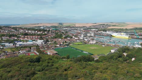 newhaven town in united kingdom england coastline city, aerial drone landscape