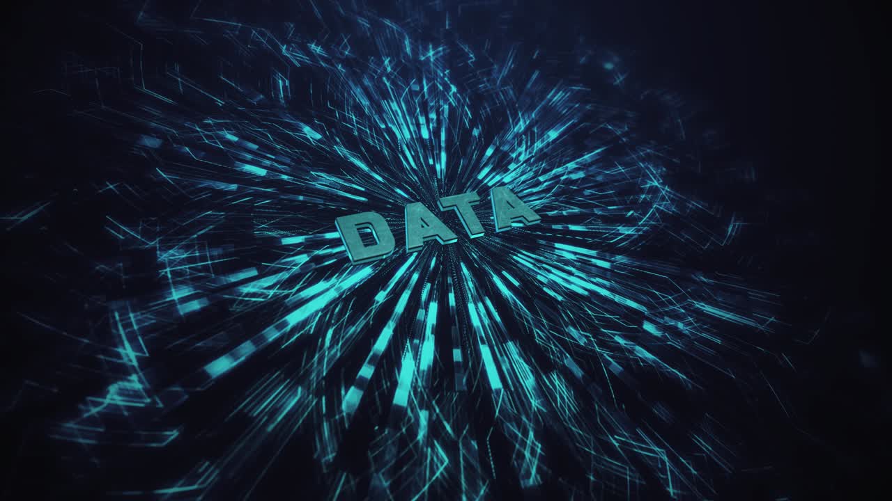 3D Data Text on Abstract Blue Background