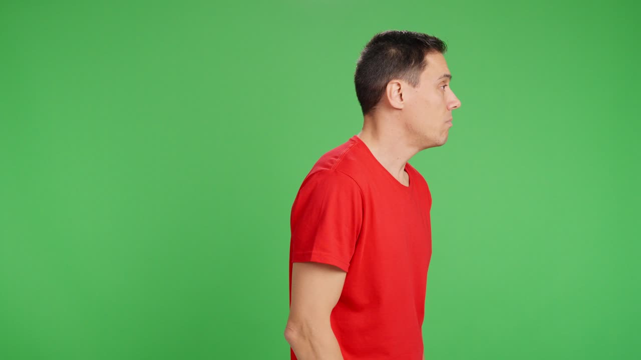 Man walking, but something scares him and he runs away