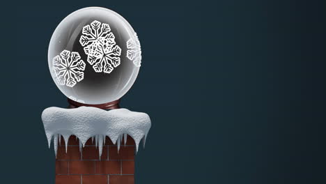 animación de un globo de nieve en navidad sobre un fondo azul