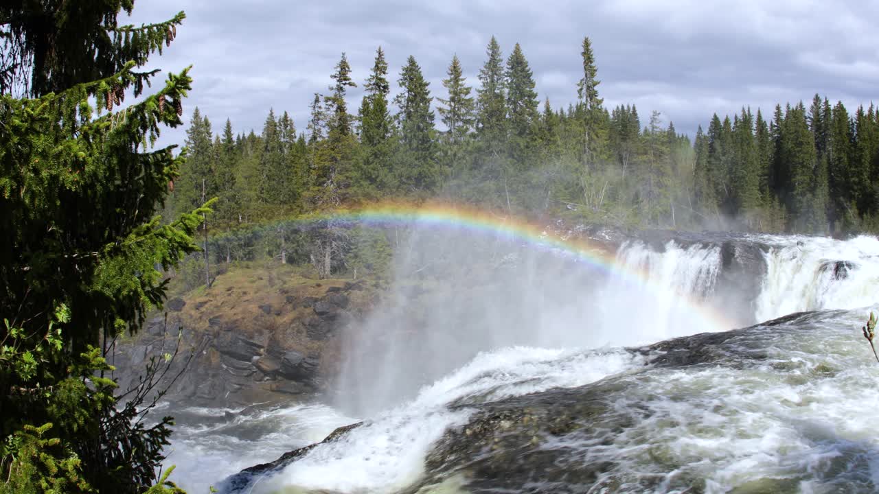 la cascada de ristafallet en la parte occidental de jamtland está catalogada como una de las cascadas más hermosas de suecia.
