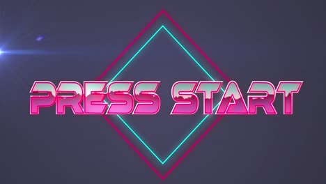 animation of press start text over light trails on black background