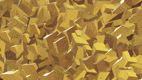 gouden metaal achtergrond 3d render. abstracte achtergrond met animatie van veelhoekig oppervlak van goud metaal. 3d animatie van naadloze lus