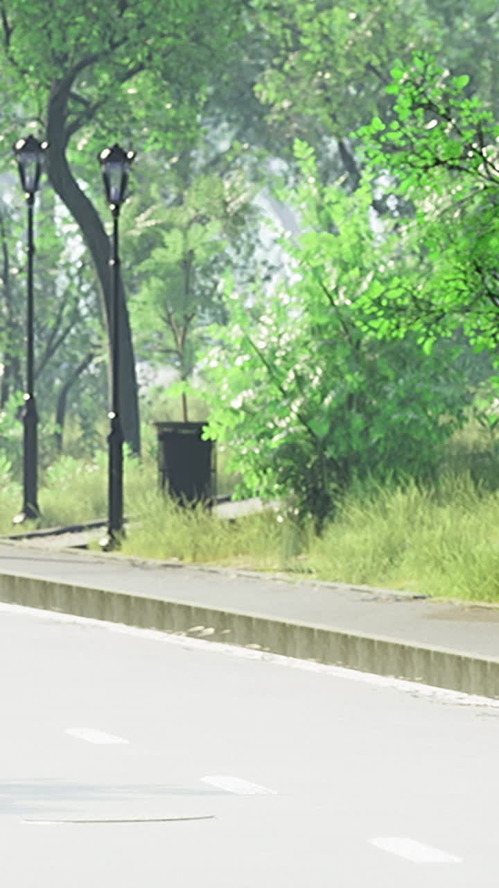 Breezy spring morning stroll through a tranquil park with lush greenery