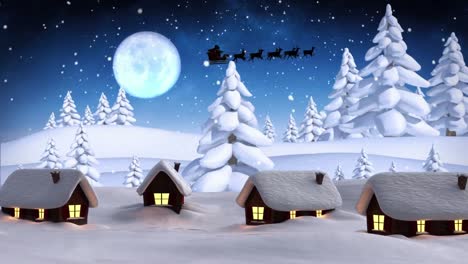 Animation-of-village-in-winter-scenery