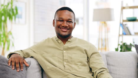 Smile,-relax-and-face-of-black-man-on-sofa-at-home