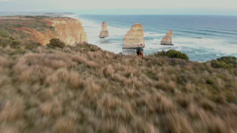 reveal from coastline to views of twelve apostles seascape