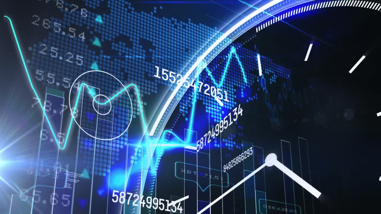 어두운 배경에서 데이터 처리의 애니메이션