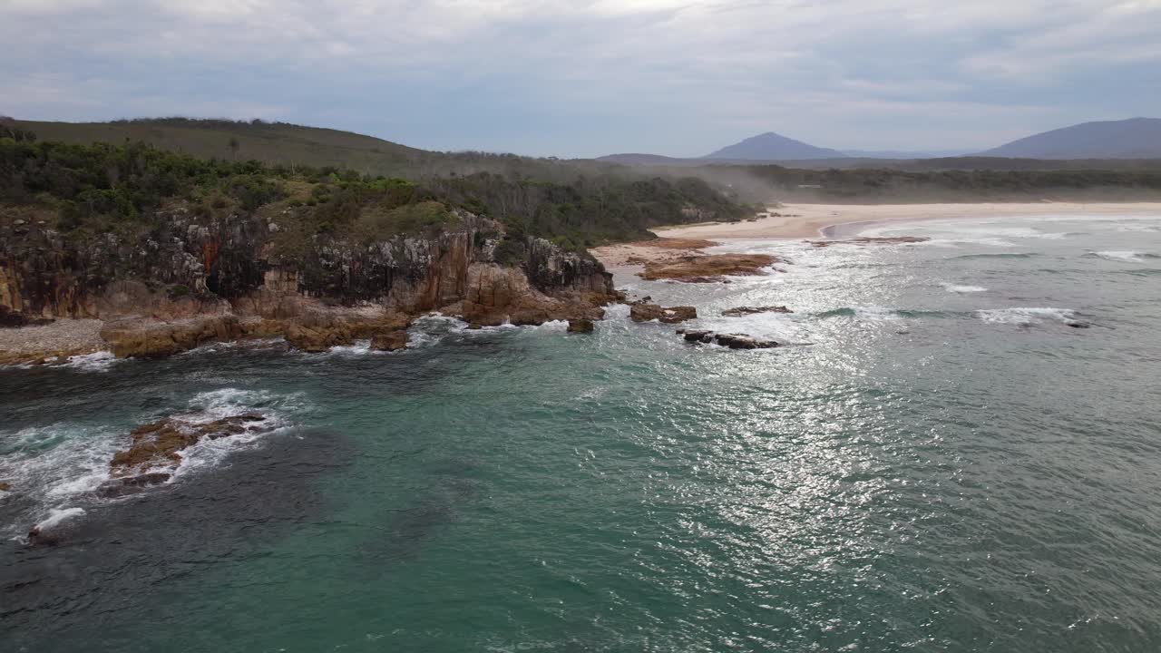 Tranquil Scenery At Diamond Head Beach In NSW, Australia - Drone Shot
