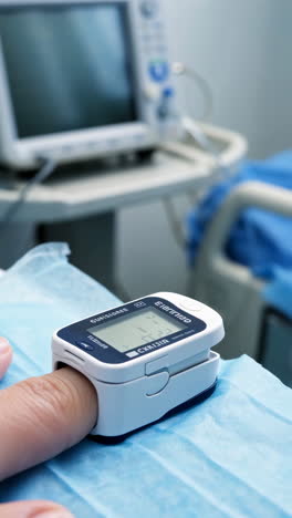 pulse oximeter monitoring patient in a medical setting