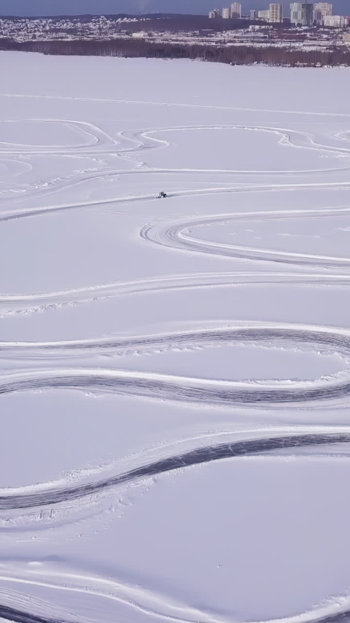 Frozen Lake with Tracks