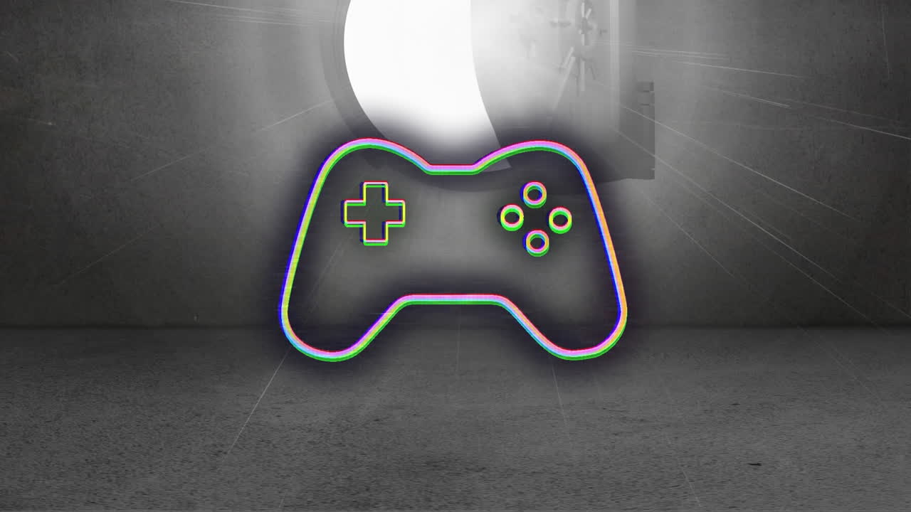 게임 패드 아이콘의 애니메이션이 세이프 위에 있습니다.