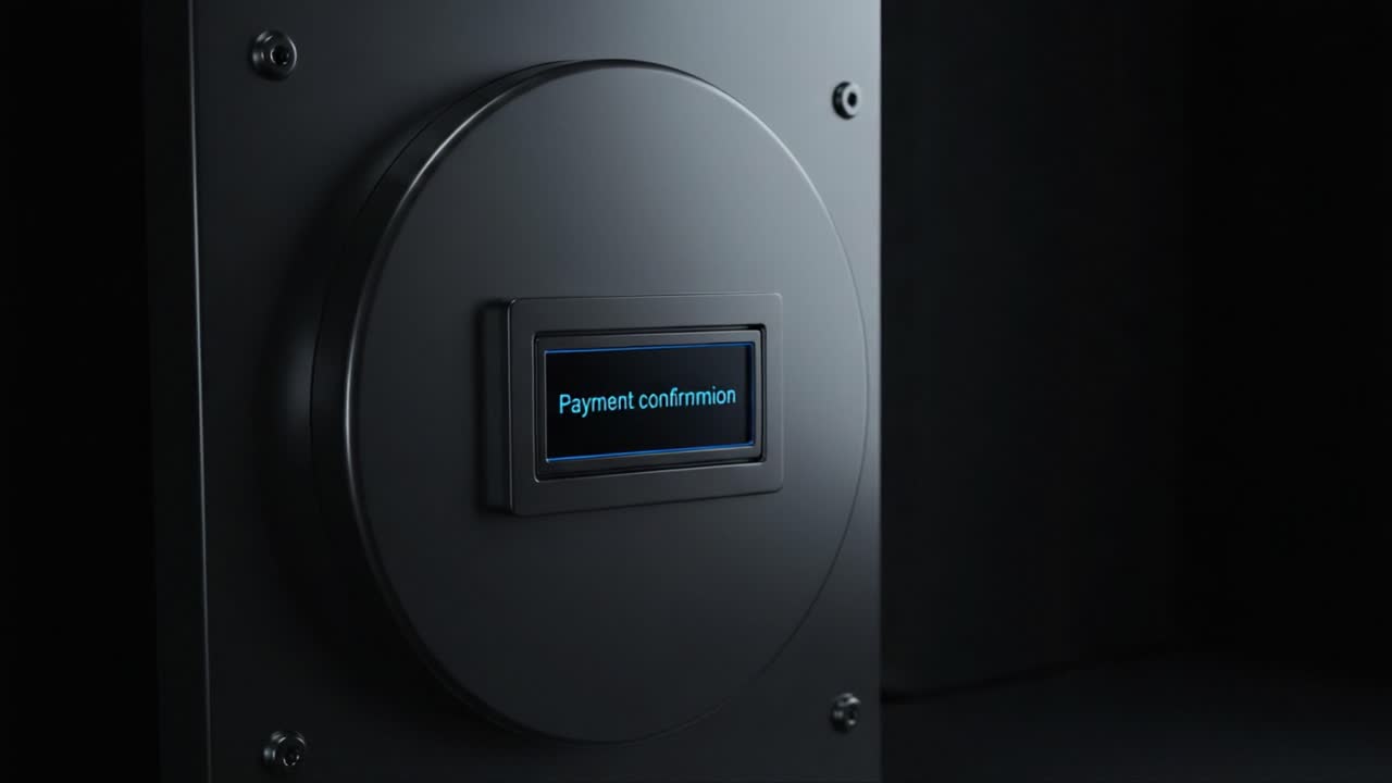 Digital Payment Confirmation System Showcased in a Sleek, Modern Device with a Minimalist Design, Highlighting Advanced Technology and Security Features