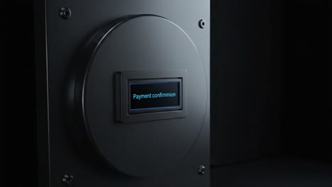 digital payment confirmation system showcased in a sleek, modern device with a minimalist design, highlighting advanced technology and security features