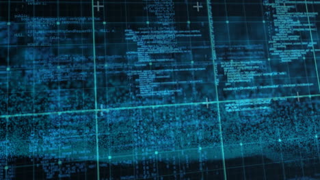 animación del procesamiento de datos digitales en el fondo de la cuadrícula