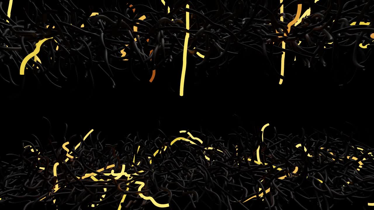 3d 추상적인 루프 배경, 네온 빛, 특이한 모양의 불빛 전구의 다채로운 플래시, 구부러진 선이 어 속에서 밝게 박이고, vj 루프 모션 디자인 bg.