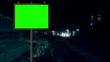 street billboard green screen or chroma key with time lapse traffic background. seamless loop for mock up advertisement