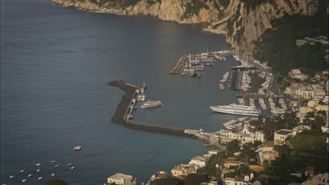 ferry boat enter in port in capri, timelapse italy