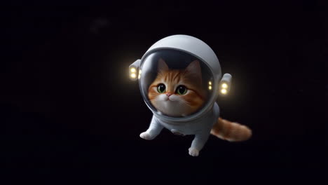 adorable cat astronaut floating in space