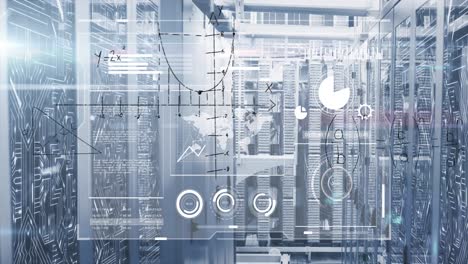 animation of data processing over server room