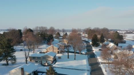 rising aerial reveals neighborhood street