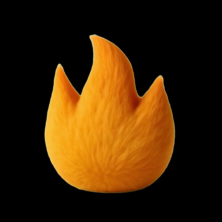 Animated Furry Fire Icon on Black Background