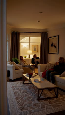 evening at home: a cozy interior and exterior scene