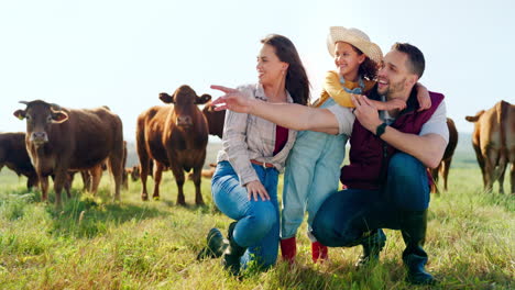 farm, portrait and family bonding in nature