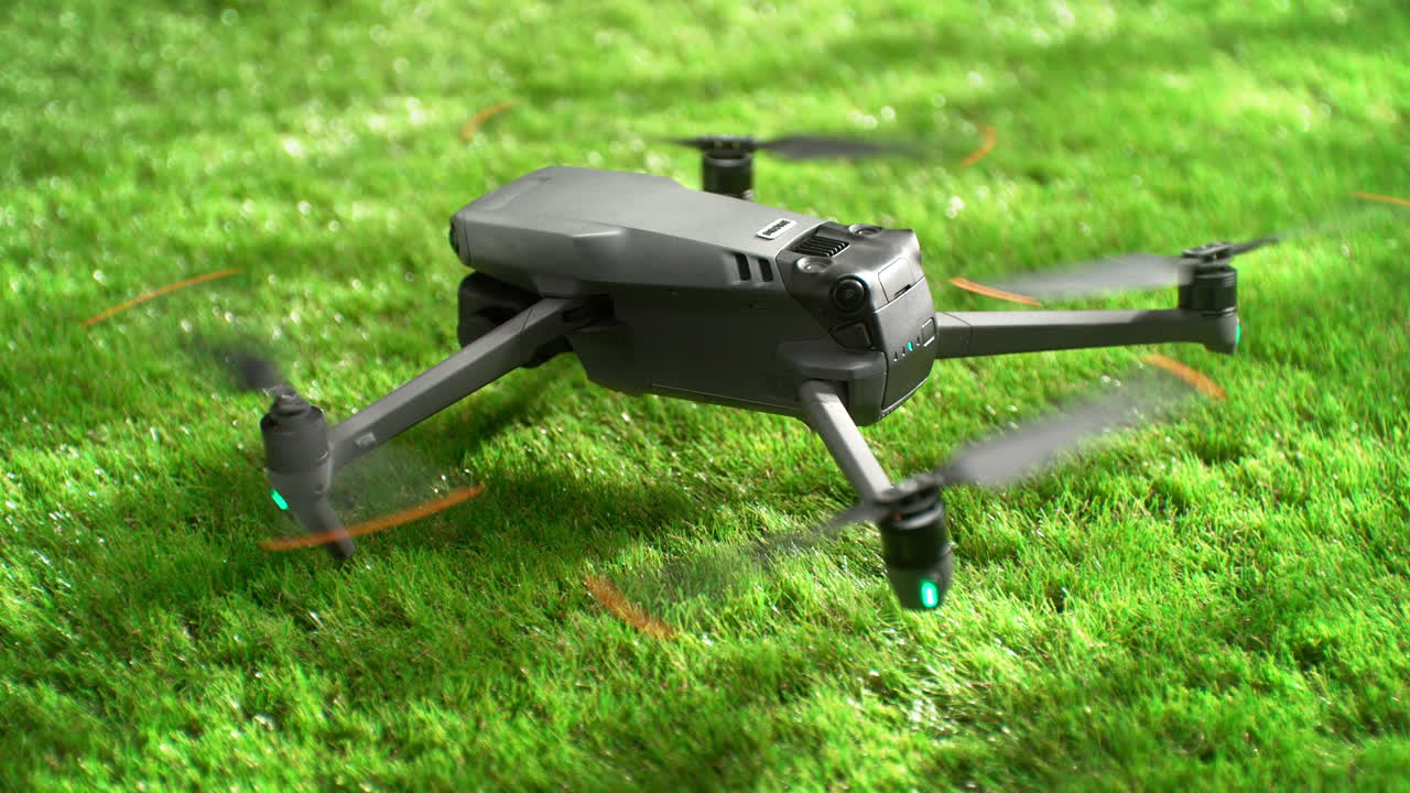 Drone Ascends Into The Air And Takes Off, Propelled By Spinning Propellers - Slow Motion