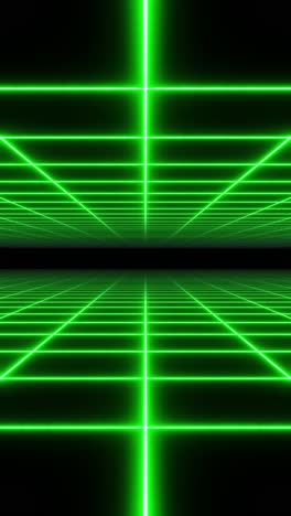 4k vertical animation loop. endless grid corridor with glowing green lights