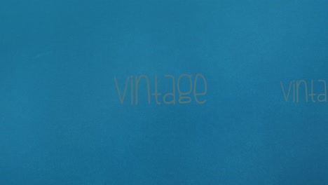 animation of vintage text repeated on blue backgroud