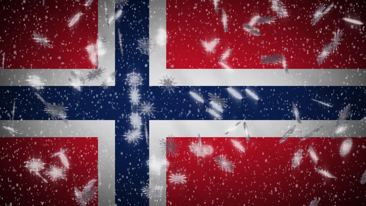 노르웨이 발이 눈을 내리고, 루프, 새해와 크리스마스 배경, 루프