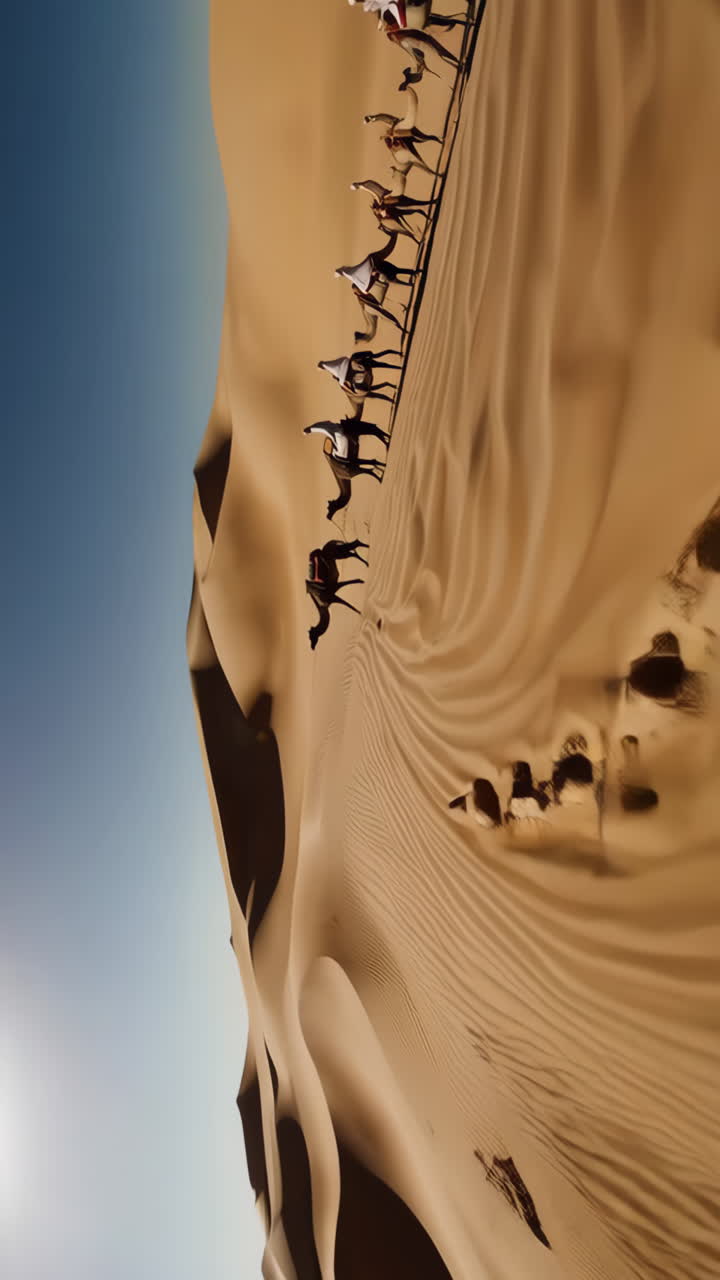 caravana de camellos en el desierto