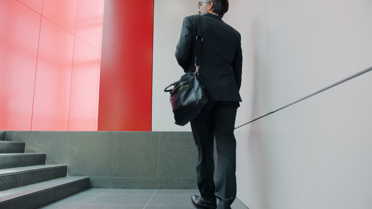 Business People Meeting in Modern Office Stairwell