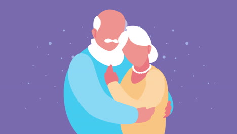 abuelos pareja abrazando amantes personajes