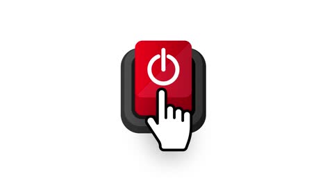 power button in flat style on white background. motion graphics.