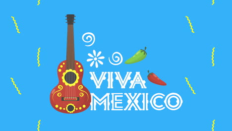 viva mexico animation with guitar instrument